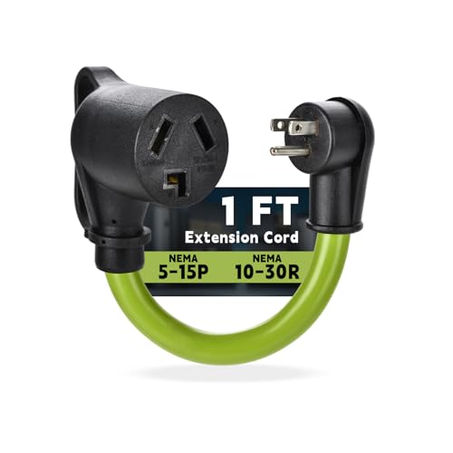 Image of Dryer Adapter Cord, NEMA 5-15P Male to 10-30R Female Power Adapter, Heavy Duty STW 10 Gauge Only for 15 Amp 120V Dryer, 12Inch, ETL Listed