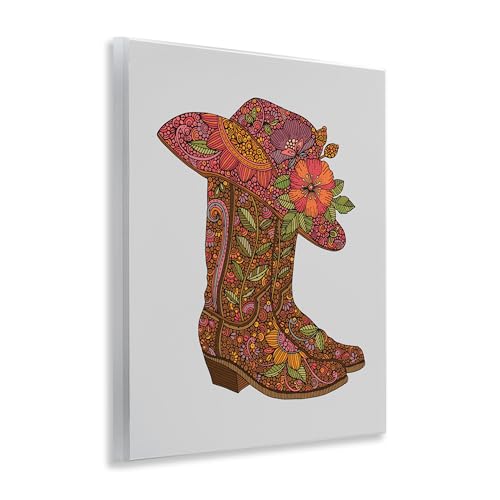 Image of Paisley Cowboy Boots Floral, 11 x 14 Inch Mounted Print on Wall Plaque | Stupell Industries . By Valentina Harper . Ready to hang . Great for farmhouse or shabby chic spaces . Made in USA