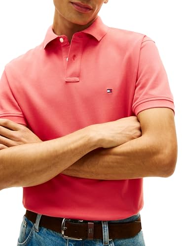 Image of Tommy Hilfiger Men's Short Sleeve Polo Shirts in Classic Fit with Stretch and Organic Pique Cotton