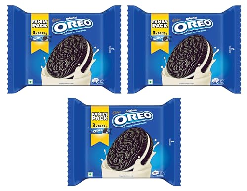 Image of Oreo Cadbury Vanilla Flavour Creme Sandwich Biscuit, 288.75 grams(packaging may vary) (Pack of 3)