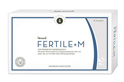 håvsund Fertile+m - Nahrungsergänzung für Männer mit Kinderwunsch - Selen, Zink, Vitamin B6 - Hergestellt in Deutschland - 30 Kapseln