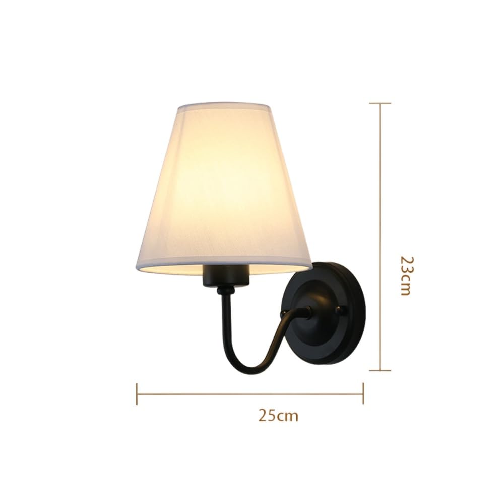 Czarne kinkiety ścienne zasilane bateriami z kloszem z tkaniny, zestaw 2 lamp w stylu vintage w stylu wiejskim, bezprzewodowy pilot zdalnego sterowania, oprawy do sypialni, oświetlenie