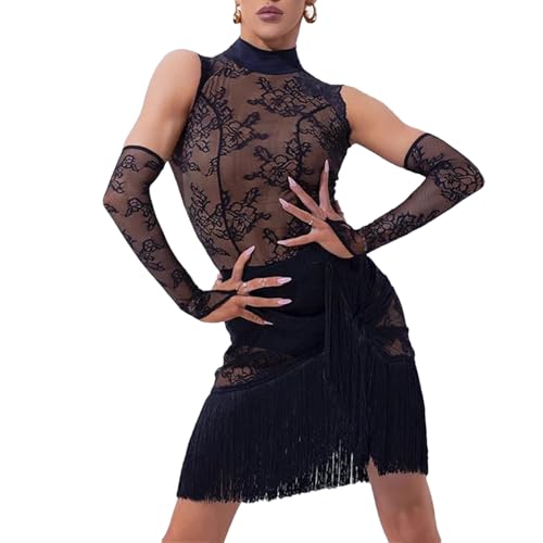 Women's Latin Dance Competition Bodysuit - Sexy Split Skirt for Stage Performances