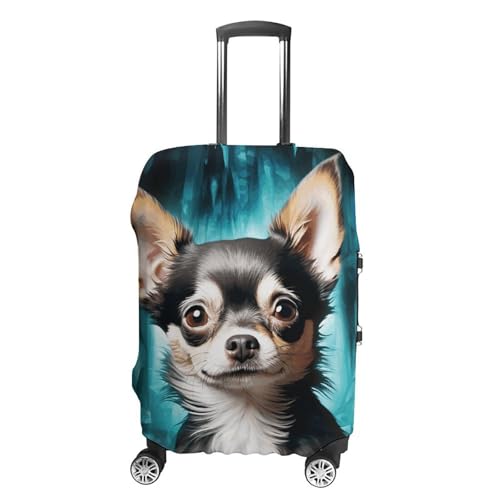 Gem Cave Chihuahua Elastic Luggage Cover Suitcase Protector for 19-32 Inch Suitcases | Universal Stretchable Travel Bag Cover | Anti-Scratch, Washable with Zipper Closure M