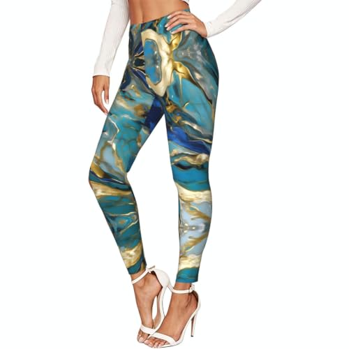 Leggings de compresión suave Azurite para mujer con diseño de mármol