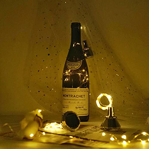 Solar Wine Bottle Lights, 10 Pack Diamond Cork Lights, 20 LED Outdoor Waterproof Fairy String Lights for Garden Wedding Patio (Warm White) by NiniTe LIGHTS - Used condition - Image 5