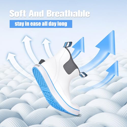 Deck Boots for Men, Men's Waterproof Insulated Reliable Rain Boots, Anti-Slip Ankle Rubber Boots with High-Traction for Fishing Boating, Size 6-143