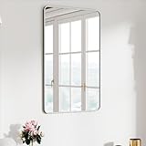 SCWF-GZ 20x30 Rectangle Mirror Full Length Wall Mounted Hanging or Against Wall Metal Frame Dressing Make-up Mirrors for Entryway Bedroom Bathroom Living Room 20 30 inch Silver