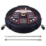 Tool Daily 15 Inch Pressure Washer Surface Cleaner with 3 Wheels, 2 Extension Wands, Surface Cleaner for Pressure Washer Attachment for Concrete, Driveway, Sidewalk, Patio, 3600 PSI