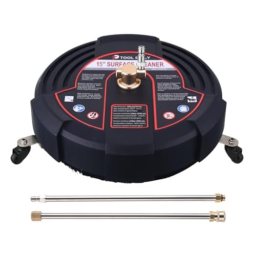 Tool Daily 15 Inch Pressure Washer Surface Cleaner Attachment with Wheels, with 2 Power Washer Extension Wands and 2 Replacement Nozzles, 3600 PSI, Black