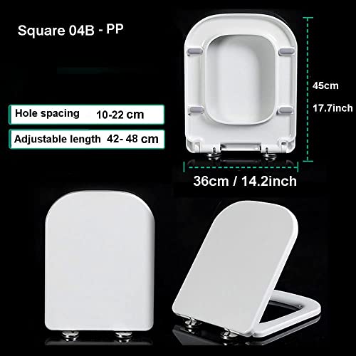 Siège de toilette carré blanc abattant frein de chute WC