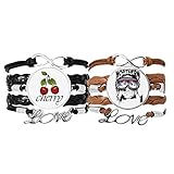 DIYthinker Graffiti Street Northern Skiing Goggles Bracelet Hand Strap Leather Rope Cherry Love Wristband Double Set