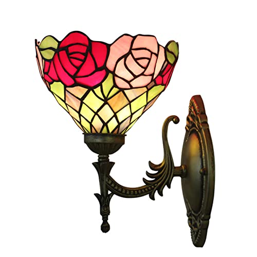 Appliques murales Tiffany verre teinté fleur rose éclairage escalier et hôtel