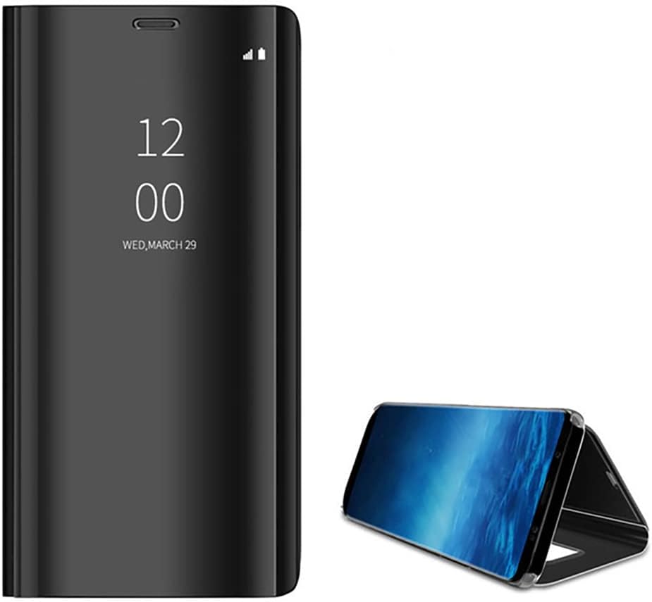 MoninstaCompatible with Samsung Galaxy Note 9 Case Ultra Thin Clear View Flip Mirror Case Full Body Shockproof Protective Cover for Galaxy Note 9(Black)