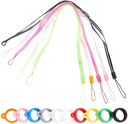 GORGECRAFT 20PCS 10 Colors Anti-Lost Silicone Rubber Rings Adjustable Holder Necklace Lanyard Pendant for Pens, Device Diameter 13mm/0.5inch