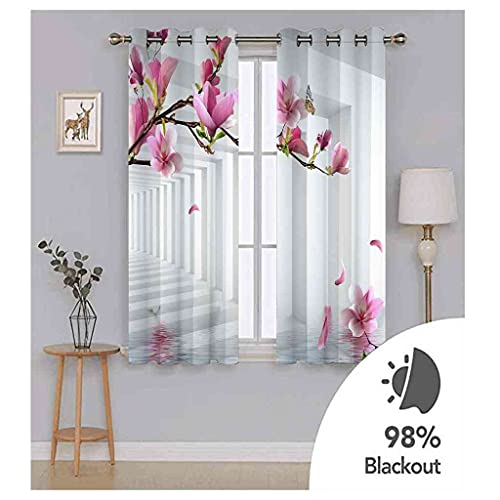 Rideau occultant thermique isolant phonique à oeillets rose lot de 2