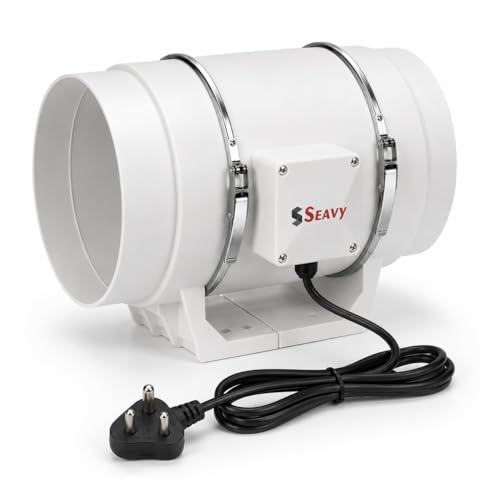 Image of 8 Inch Inline Fan | Silent Mix Flow FAn | Inline Duct Fan | Inline Exhaust Fan | Circular Inline Fan | Air Circulation System | 130W Copper Motor | Airflow 900m3 /h | RPM 2600 | 2 Speed
