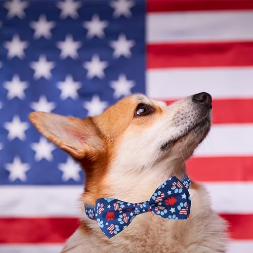4th of July Dog Bow Tie Collar, 2 Pack Holiday Independence Day Patriotic Paws American Stars Collar for Large Medium Small Dogs (Small-(11"-17") Neck * 5/8" Wide) by Pohshido - Image 5