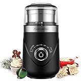 TWOMEOW Kaffeemühle Elektrisch, Verstellbare Gewürzmühle mit Schlagmesser und Abnehmbare Edelstahlbehälter, Kaffeemühle für Nüsse Kaffeebohnen Gewürze, Schwarz