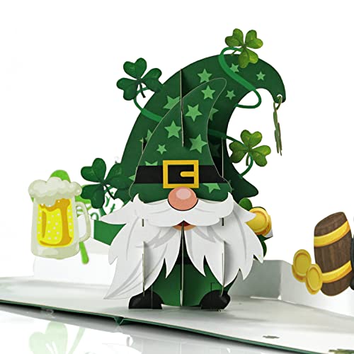 CUTPOPUP St Patricks Day Card Pop Up, 3D Greeting Card (Gnome)