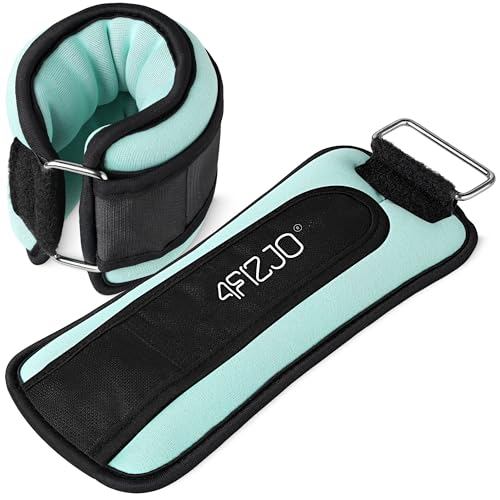 4FIZJO Knöchel & Handgelenkgewichte 2x0 5kg Neopren und Gusseisen Set Gewichtsmanschetten für Fitness Pilates Yoga Aerobic Gewichte für beine und arme Handgelenk & Ankle weights Farbe: Aquamarin