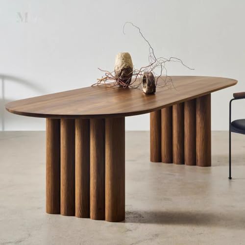 Dining Room Table Log Restaurant Dining Table Solid Wood Workbench Oval Cafe Negotiation Living Room Furniture(180cm)