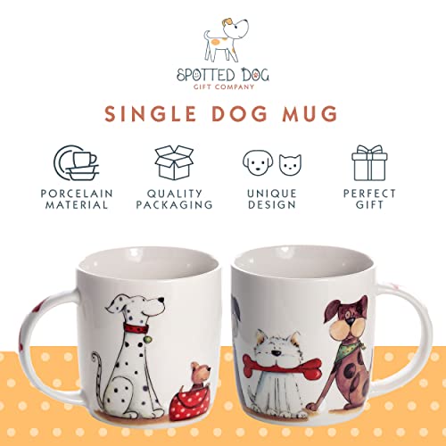 SPOTTED DOG GIFT COMPANY Dog Mug, 12 oz Ceramic Coffee Mug, Cute Spotty Dogs Themed Tea Cup, Microwave & Dishwasher Safe, Dog Lover Gifts for Women & Animal Lovers