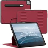 ZUGU CASE Funda Protector para iPad Air 13 (M4 2026/M3 2025/M2 2024) y Pro 12,9 (3.ª/4.ª Gen.), con 10 Ángulos de Visión Ajustables, Carga Inalámbrica del Stylus, Auto Reposo/Activación [Rojo Cereza]