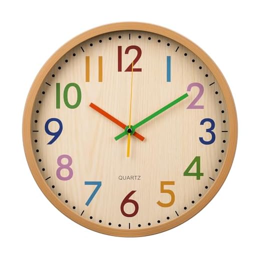 Kids Wall Clock Silent Non-Ticking Colorful Childrens Clock Round Decorative Wall Clocks for Classroom, School, Office, Bedroom, Living Room, Kitchen