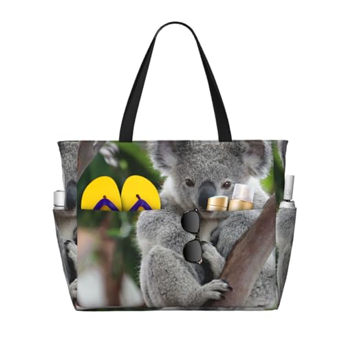 Sac de plage koala pour femme : grand sac à bandoulière fourre-tout