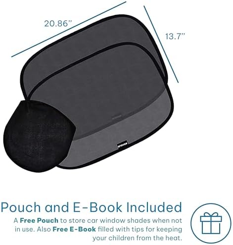 Enovoe 2 Pack Car Window Shades for Baby - 21"x14" Sun Shade Blocker, Cling - Glare Shield and UV Rays Protection for Your Child - Side Window Screens for SUV- Mesh Windows Shades for Cars - 1