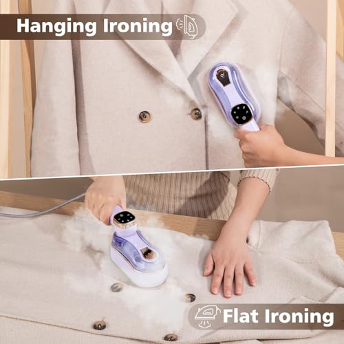 Reisebügeleisen Tragbar – 2-in-1 Dampfbügeleisen & Dampfglätter – 15S Schnelles Aufheizen (1400W) – Leicht & Kompakt für Unterwegs,180ml Wassertank,4 Bügelmodi – LED Display – Faltbar & Reisetauglich