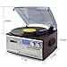 Record Player 9 in 1 3 Speed Bluetooth Vintage Turntable CD Cassette Vinyl Player AM/FM Radio USB/SD Encoding Aux-in RCA Line-Out (Silver)