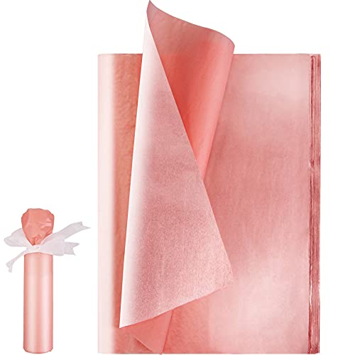 Image of Larcenciel Rose Gold Tissue Paper Bulk, 100 Sheets Metallic Gift Wrapping Paper and Art Supplies Perfect for Valentine's Day, Wedding, Mother's Day,20x14 inch