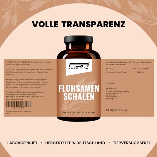 Flohsamenschalen Kapseln von FSA Nutrition – Hochdosiert und vegan