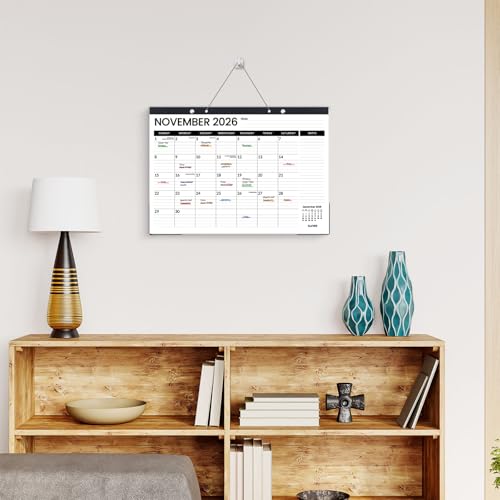 Image of SUNEE Desk Calendar 2026-2027, 17 inch x 12 inch, 18-Month Monthly Desk Calendar from Jul. 2026 - Dec. 2027, Academic Desk Calendar with Notes Section for Teacher, School, Black With Note