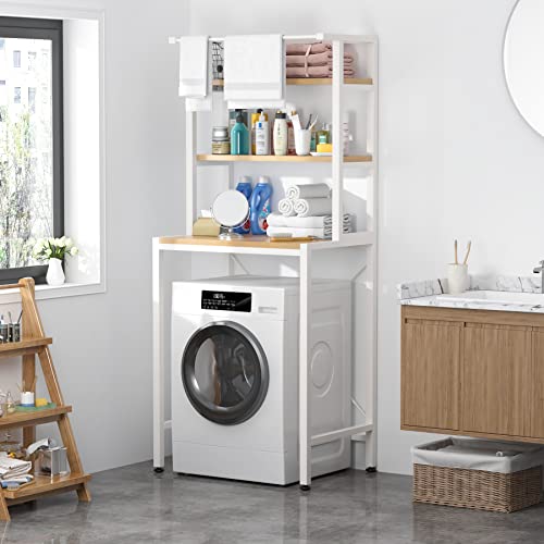 MOYIPIN 3-Tier Drum Washing Machine Storage Rack Space-Saving Bathroom Storage Rack Above The Toilet, Multi-Functional,Bearing Strong, Adjustable Storage Rack, White - Image 2