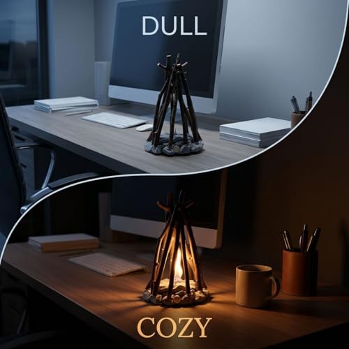 Small Size Tree Branch & Stone Warm Light, Creative Night Light with Three Modes, Simple Retro Handmade Tree Branch Shape, LED Burning Campfire, 3D Desktop Decorative Ornament for Homestays - Image 6