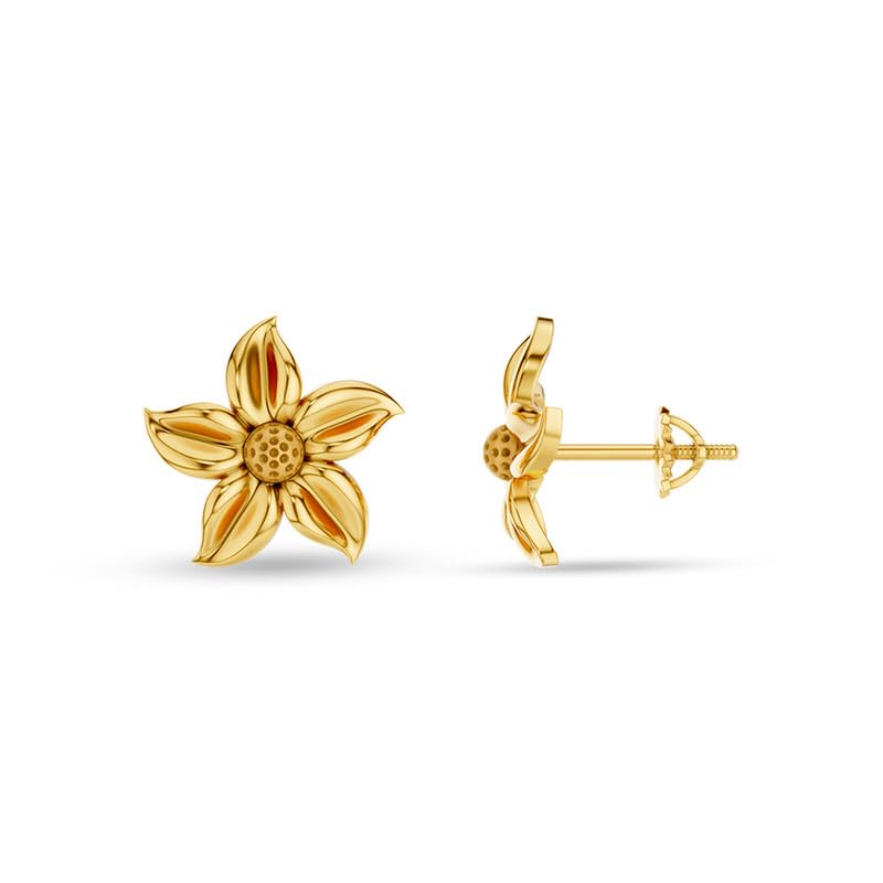 Image of KISNA JEWELS 14KT|18KT BIS Hallmark Pure Gold Stud Earrings For Women with Screw Back clouser