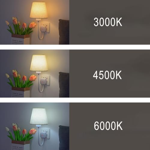 Lámparas de pared LED 9W con enchufe interruptor y pantalla de tela regulable 4