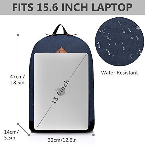 Kasqo School Backpack, Classic Lightweight 15.6 Inch Laptop Bookbag For Men Women Teens Girls Boys College, Dark Blue #TOP2