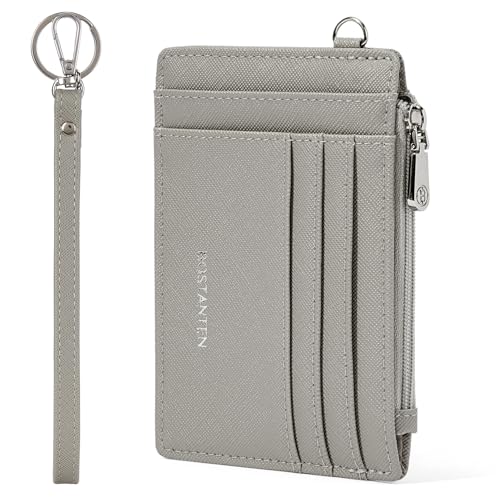 Image of BOSTANTEN Small Wallet For Women RFID Leather Credit Card Holder Slim Wristlet Keychain Wallet With Zipper Pocket