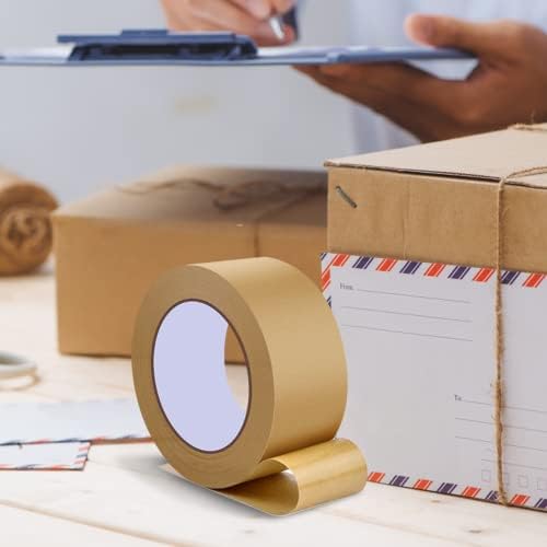 Chyaya Brown Kraft Paper Tape 48mm x 50m, Strong, Sticky, Recyclable Parcel Tape for Picture Framing, Packing Parcels & Cardboard Boxes, 1 Roll
