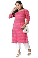 XL LOVE - By Janasya Women's Plus Size Pink Cotton Kurta (Pink_PJNE3405-KR-N-5XL)