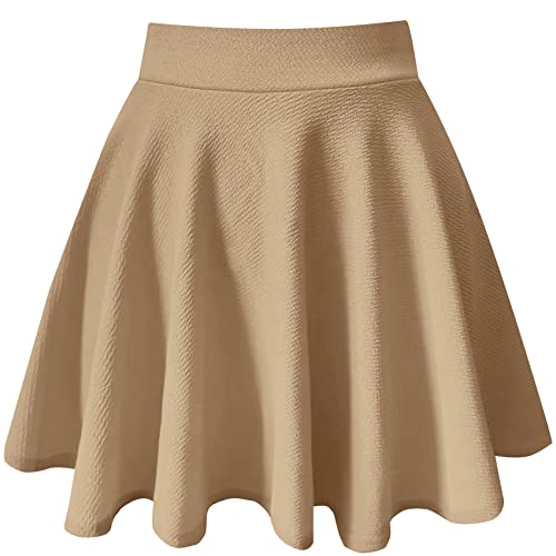 PUKAVT Women's Basic Casual Skirts A-Line Mini Flared Stretchy Sk...