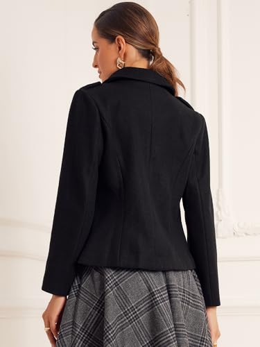 Allegra K Pea Coat for Women's Classic Collar Casual Button Double Breasted Overcoat Winter Outerwear3