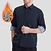 Mens Fleece Lined Shacket Shirts Winter Warm Button Down Long Sleeve Coats Casual Fashion Business Work Dress Shirt Navy