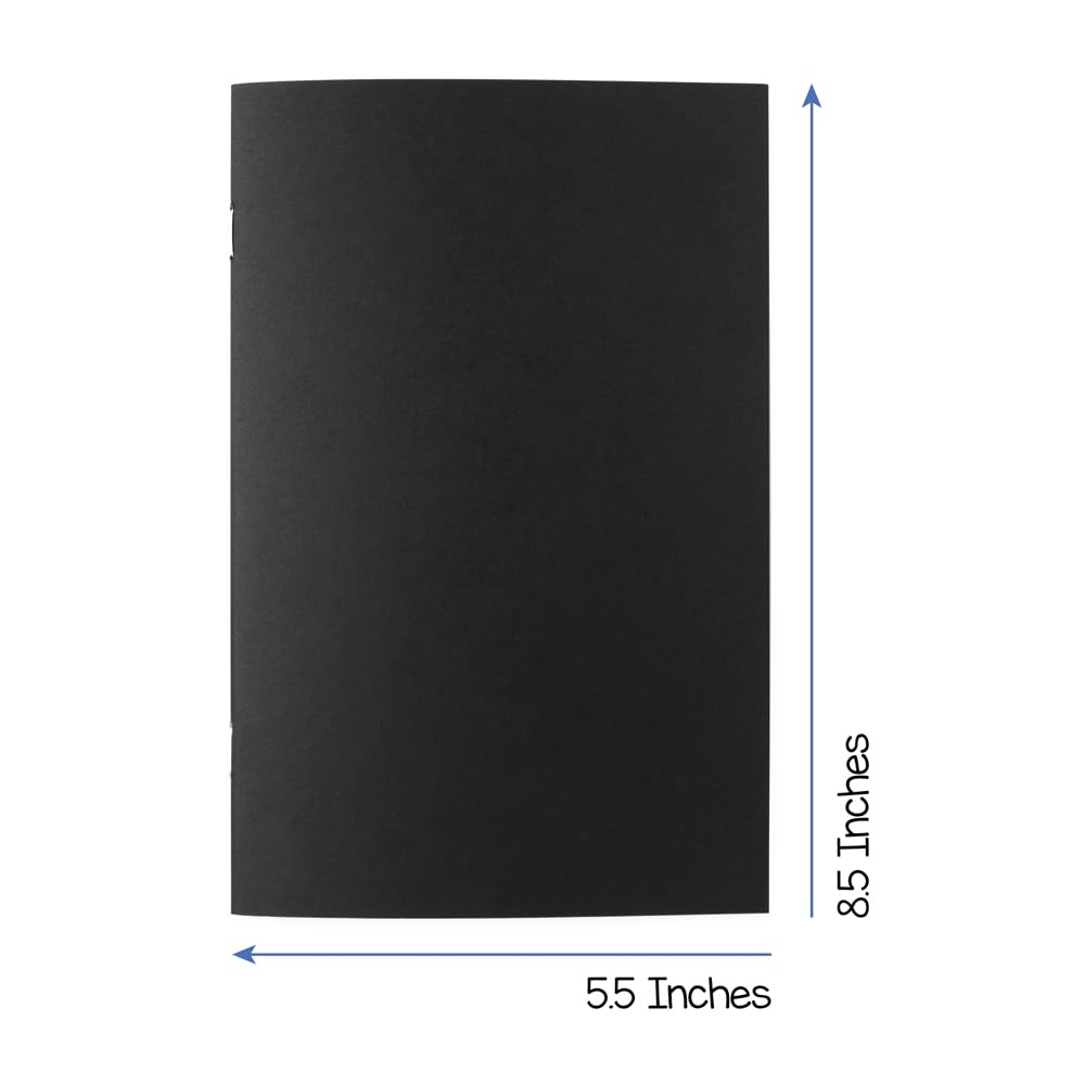 Hygloss Libros de papel kraft en blanco y libros negros, juego de 50 cuadernos sin forro para diario, bocetos, escritura, 32 páginas blancas, 5.5 x 8.5 pulgadas, 25 libros kraft y 25 libros negros
