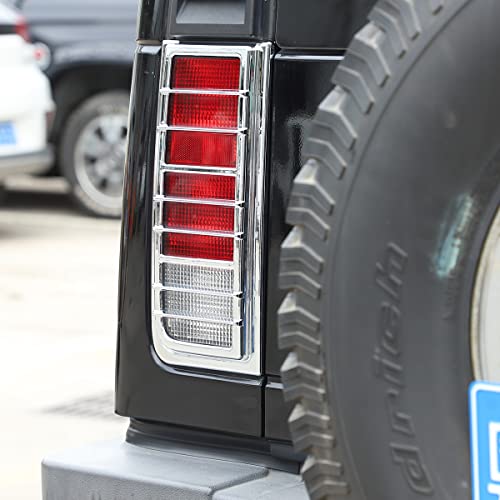 Qiosreui 2Pcs Car Rear Upper Tail Brake Light Lamp Bezels Covers Trim, Taillight Bezel Guard Trim Cover Fit For Hummer H2 2003-2009 (Sliver) #TOP7