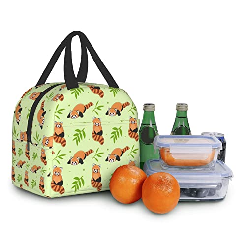 Rqzwdq Red Panda Leave Tree Lunch Box Bag Reusable Insulated Lunch Tote With Handle For Work Outdoor Travel #TOP7